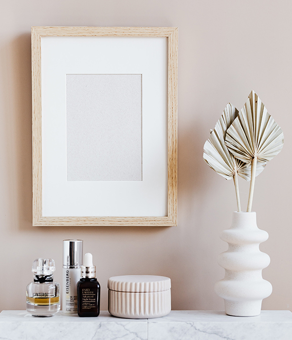 Personal objects arranged in a home