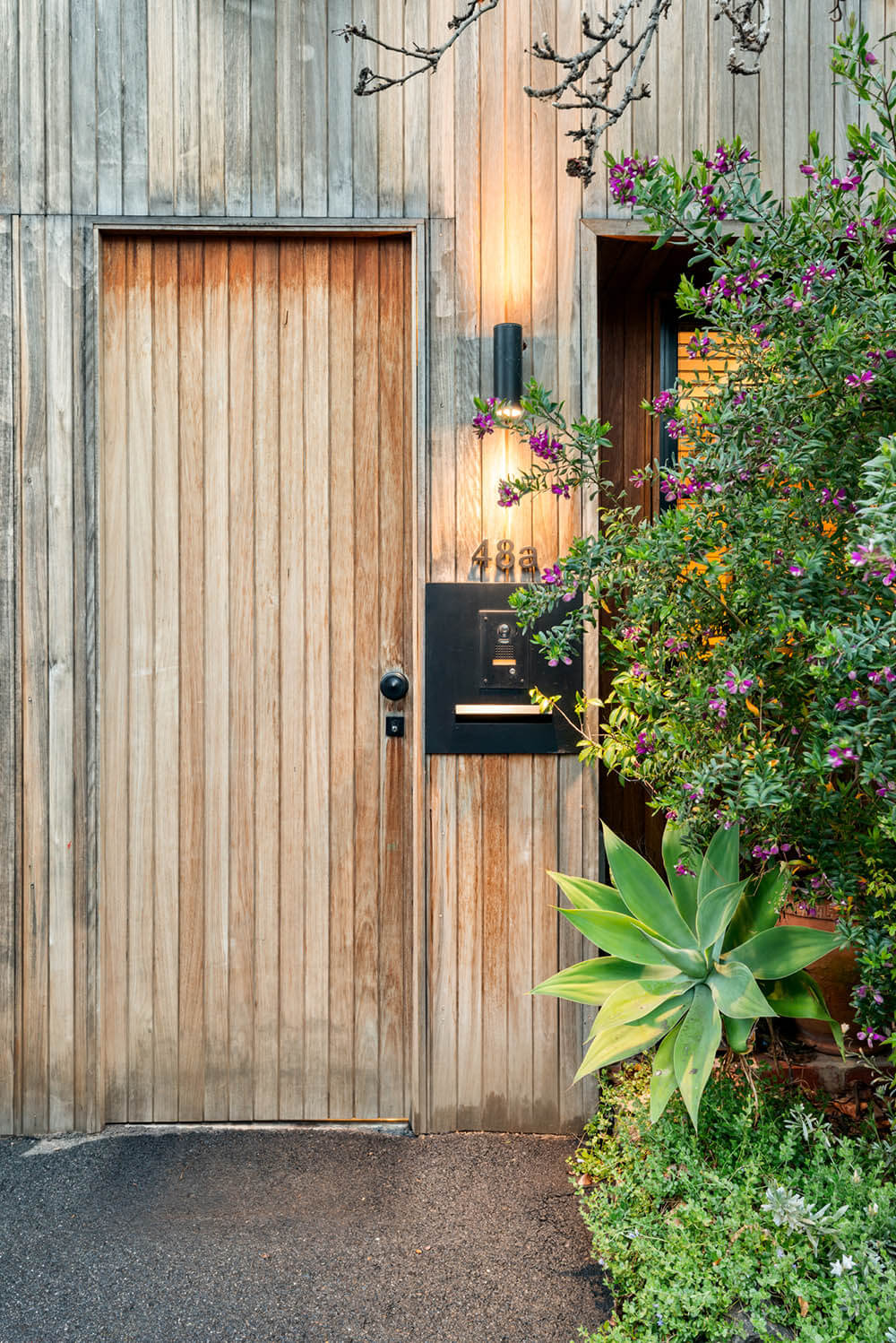 The timber entrance of a distinctive Prahran home